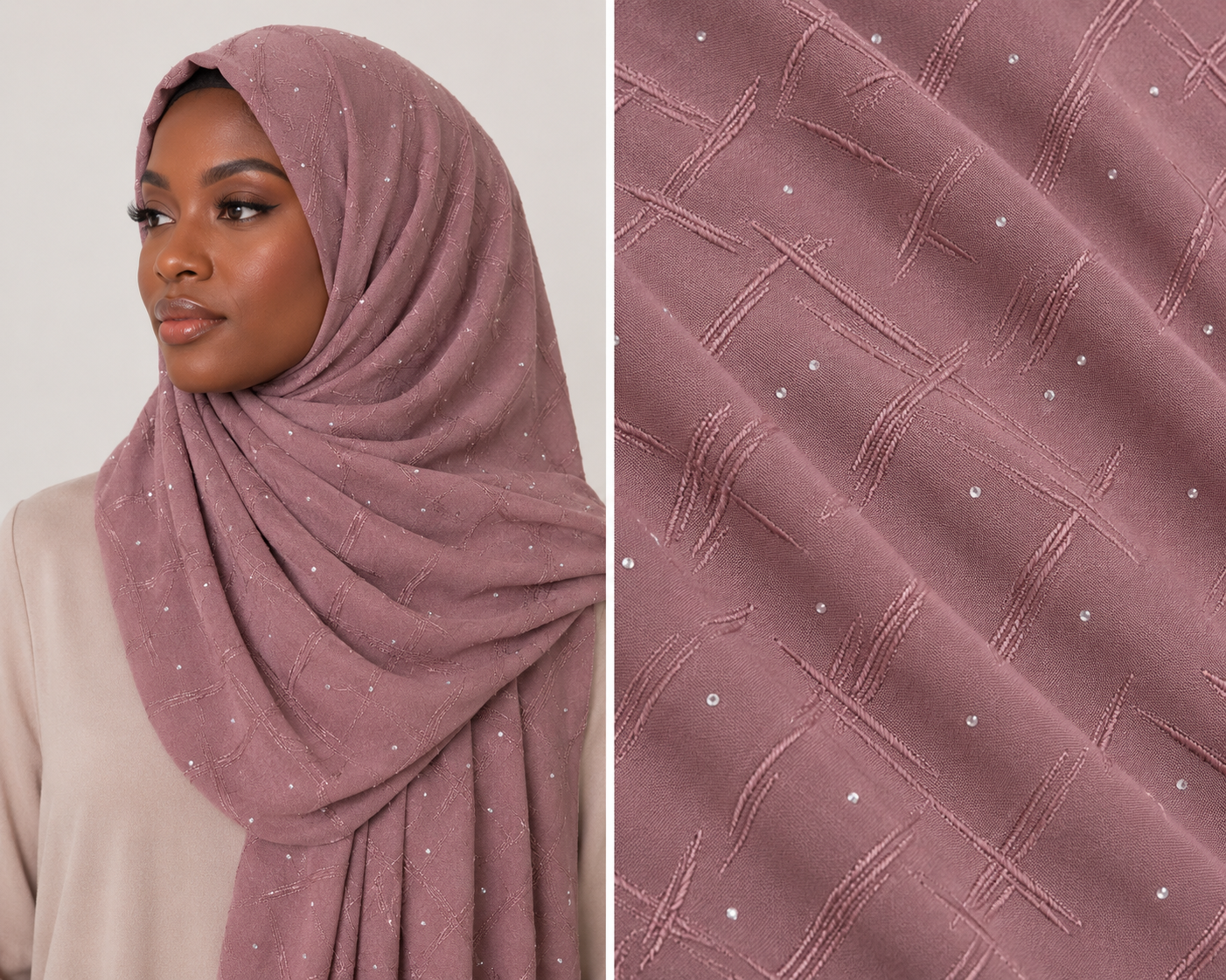 Textured Lycra Jersey Rhinestone Hijab