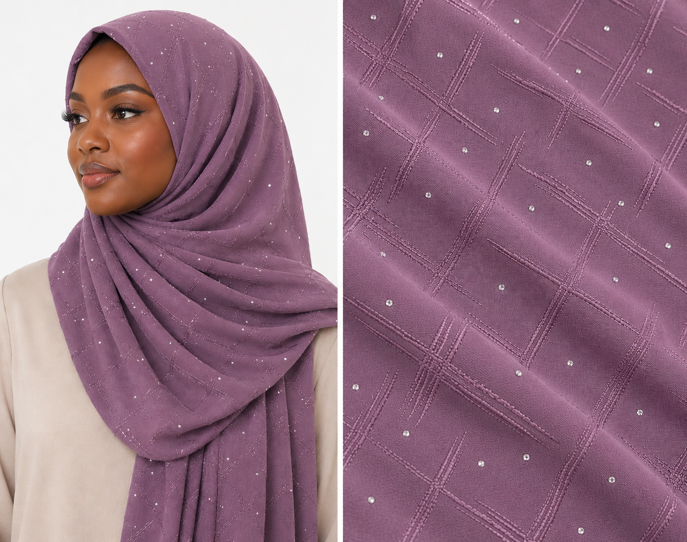 Textured Lycra Jersey Rhinestone Hijab