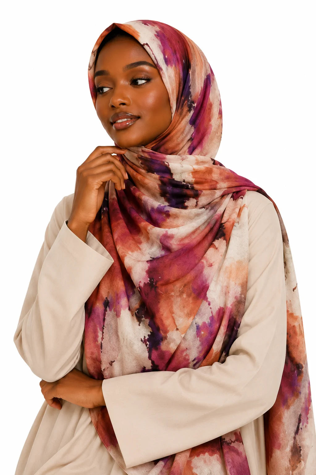 Vibrant Abstract Watercolor Print Lightweight Hijab