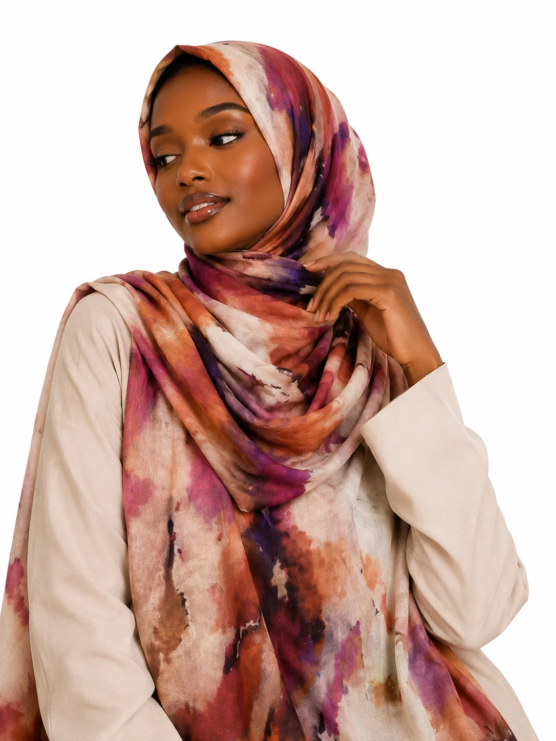 Vibrant Abstract Watercolor Print Lightweight Hijab