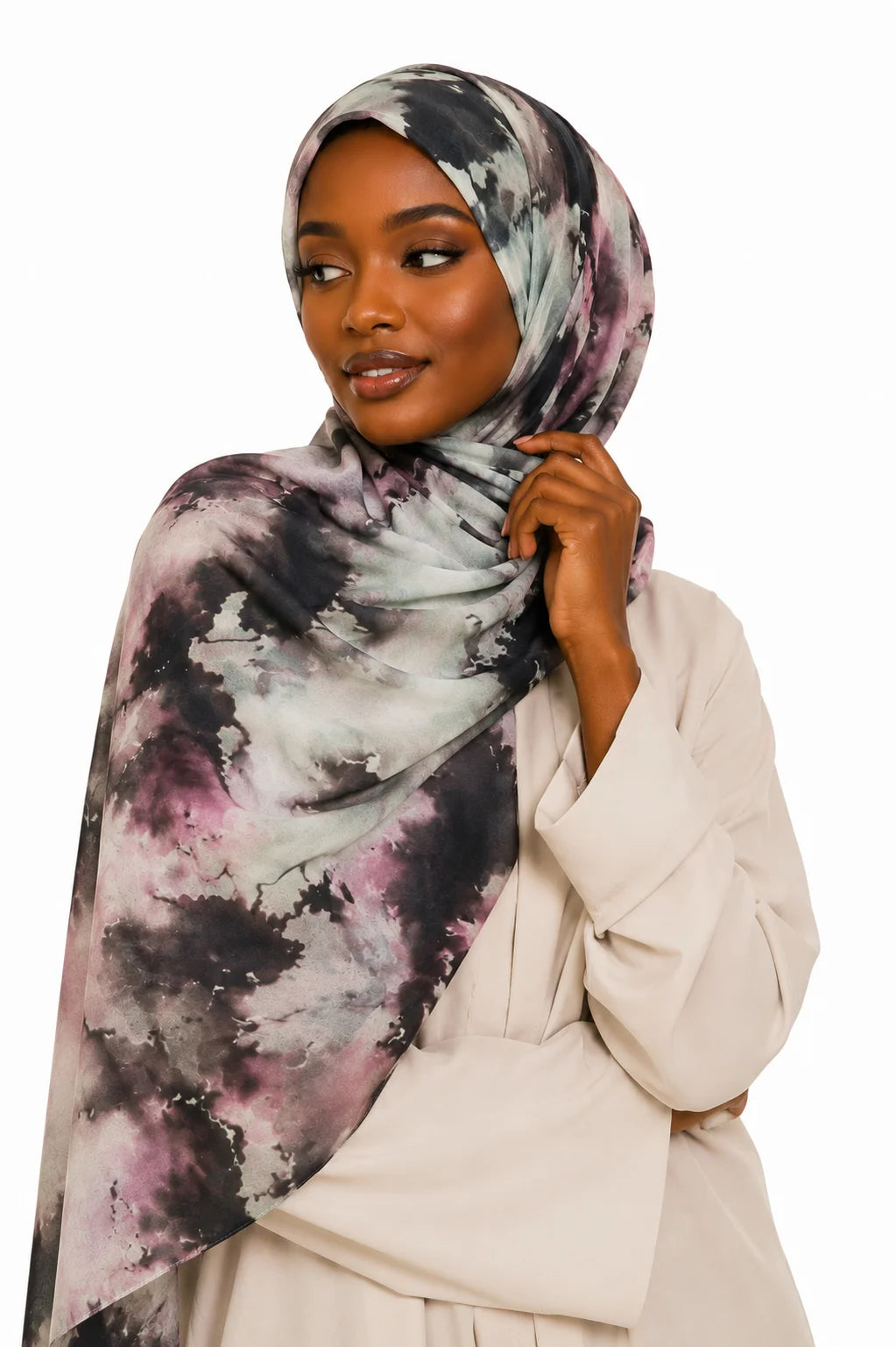 Moody Abstract Smoke Print Lightweight Modal Hijab