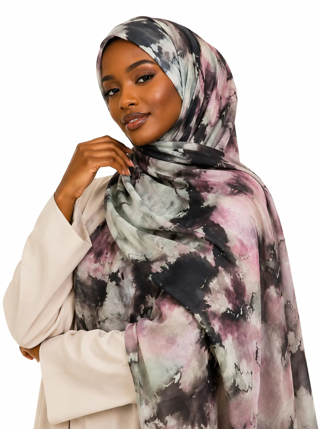 Moody Abstract Smoke Print Lightweight Modal Hijab