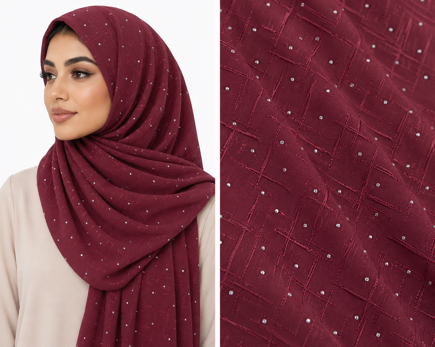 Textured Lycra Jersey Rhinestone Hijab