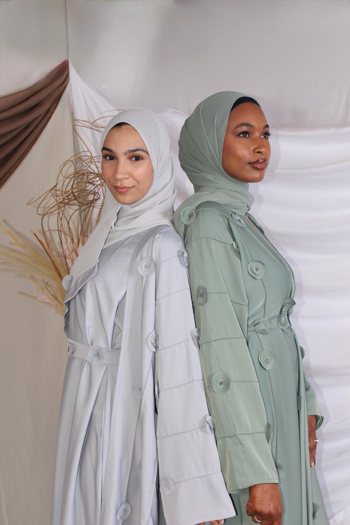 Bushra Sula abaya with handworked floral accents