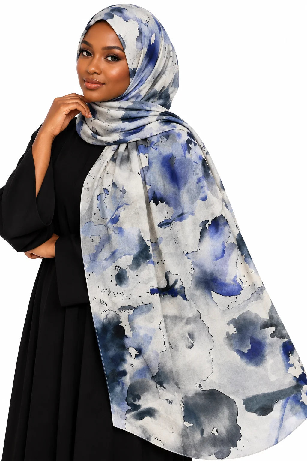Sapphire Mist Watercolor Modal Hijab