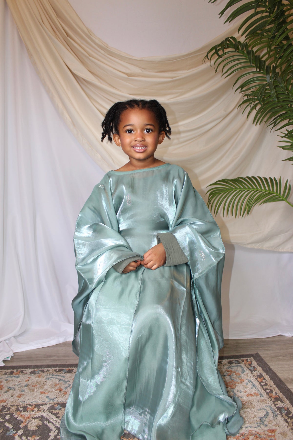 Close-up of delicate organza fabric on Ayrah Kids abaya