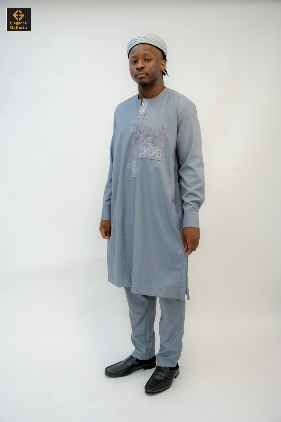 Elegant Men's Two-Piece Embroidered Outfit – African Traditional Wear, Premium Kaftan Set for Special Occasions