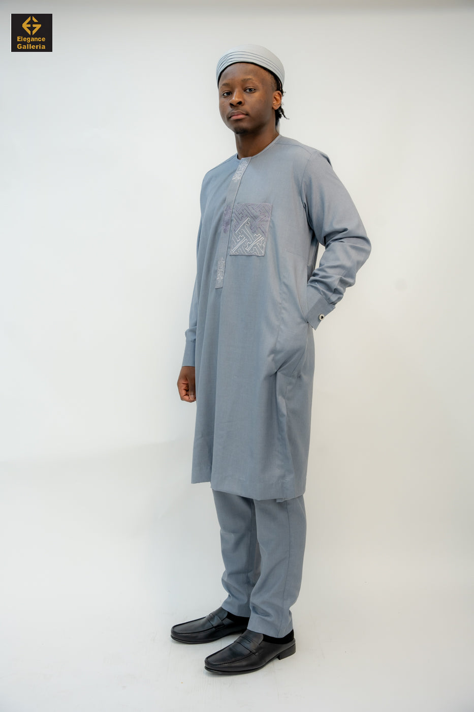 Elegant Men's Two-Piece Embroidered Outfit – African Traditional Wear, Premium Kaftan Set for Special Occasions