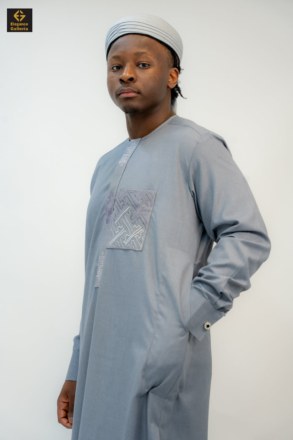 Elegant Men's Two-Piece Embroidered Outfit – African Traditional Wear, Premium Kaftan Set for Special Occasions