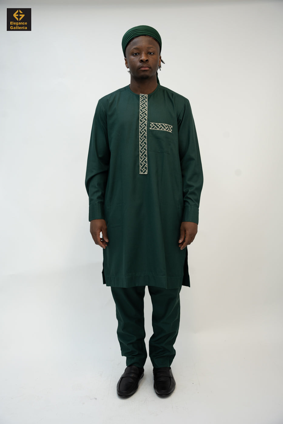 Elegant Men's Two-Piece Embroidered Outfit – African Traditional Wear, Premium Kaftan Set for Special Occasions