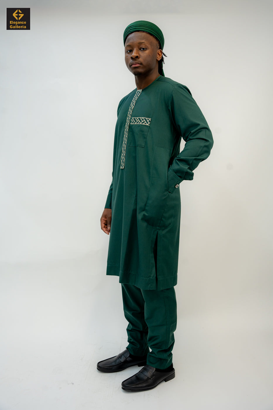 Elegant Men's Two-Piece Embroidered Outfit – African Traditional Wear, Premium Kaftan Set for Special Occasions