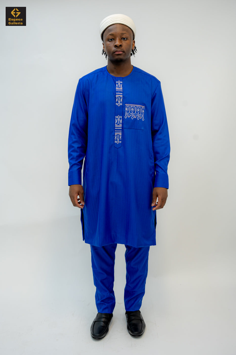 Elegant Men's Two-Piece Embroidered Outfit – African Traditional Wear, Premium Kaftan Set for Special Occasions