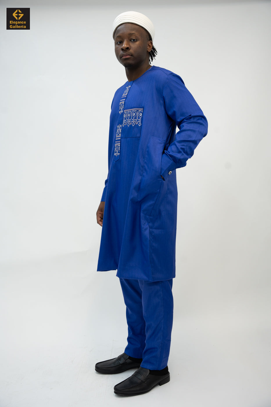 Elegant Men's Two-Piece Embroidered Outfit – African Traditional Wear, Premium Kaftan Set for Special Occasions
