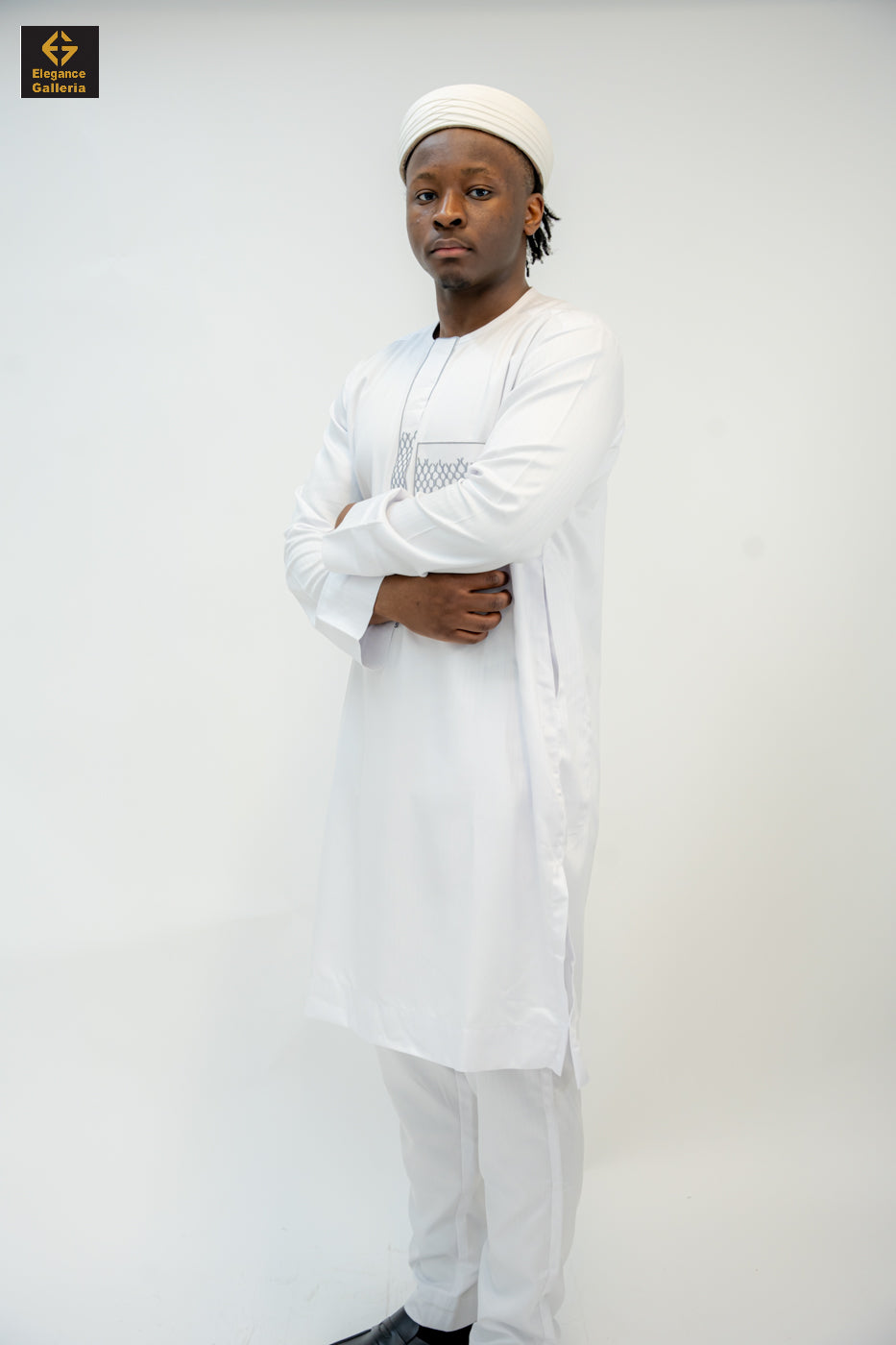 Elegant Men's Two-Piece Embroidered Outfit – African Traditional Wear, Premium Kaftan Set for Special Occasions