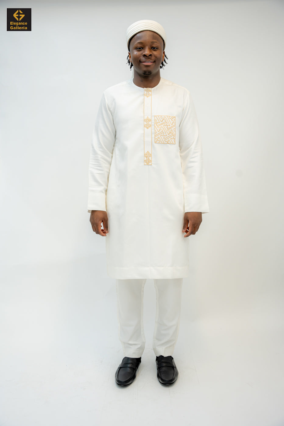 Elegant Men's Two-Piece Embroidered Outfit – African Traditional Wear, Premium Kaftan Set for Special Occasions
