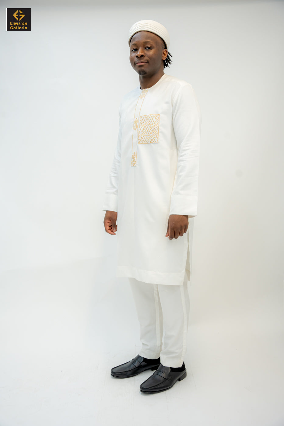 Elegant Men's Two-Piece Embroidered Outfit – African Traditional Wear, Premium Kaftan Set for Special Occasions
