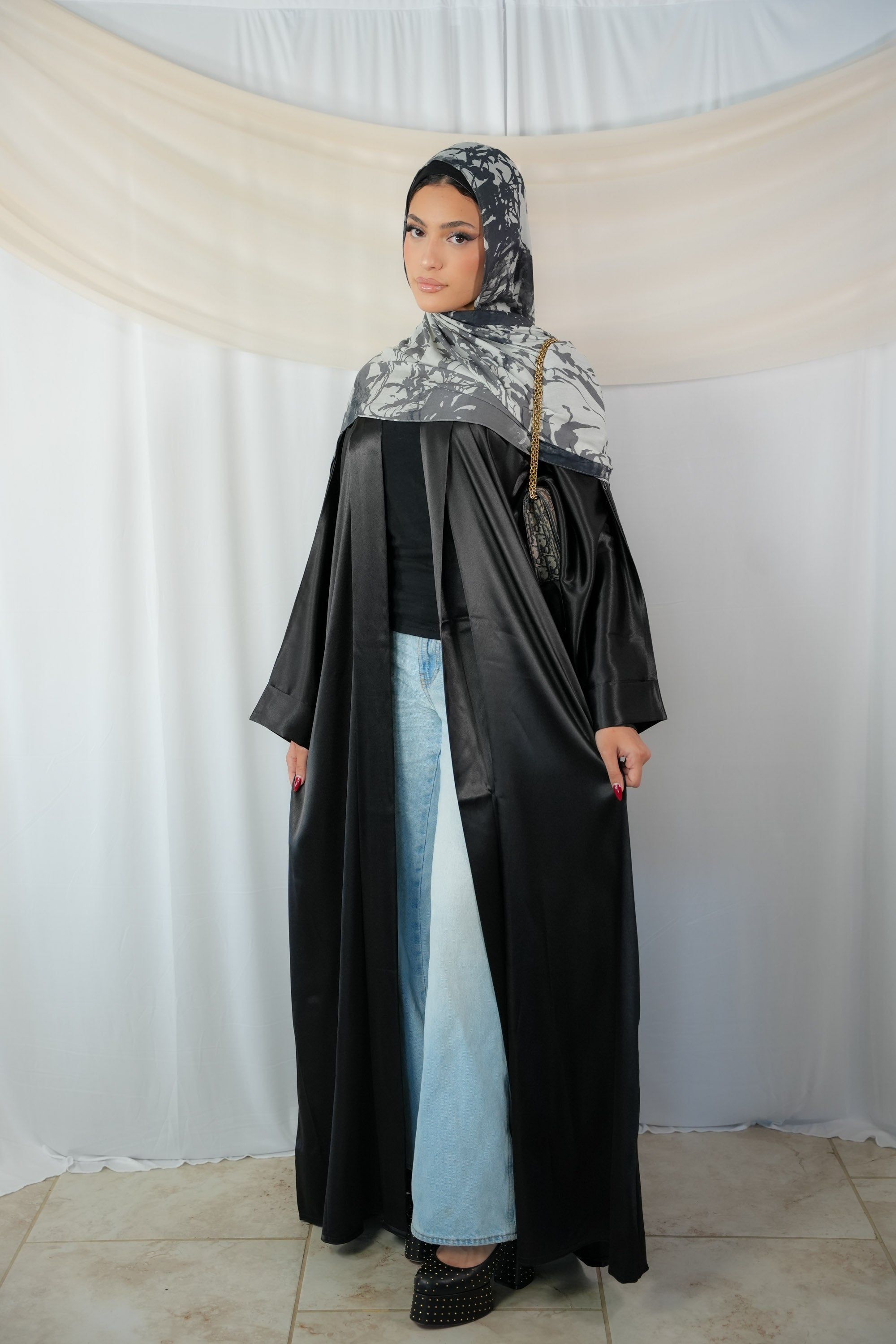 Satin Open Coat Abaya