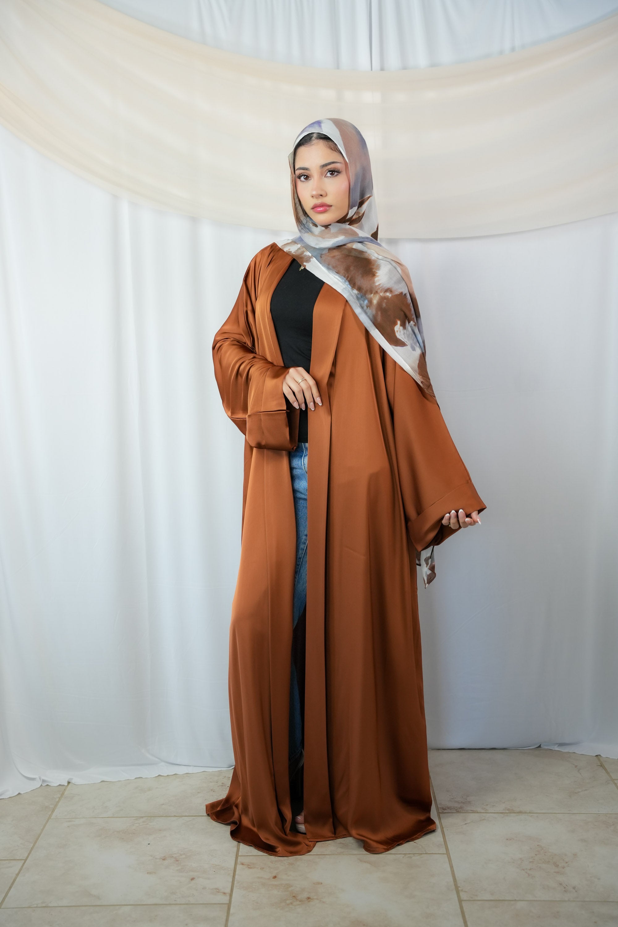 Satin Open Coat Abaya