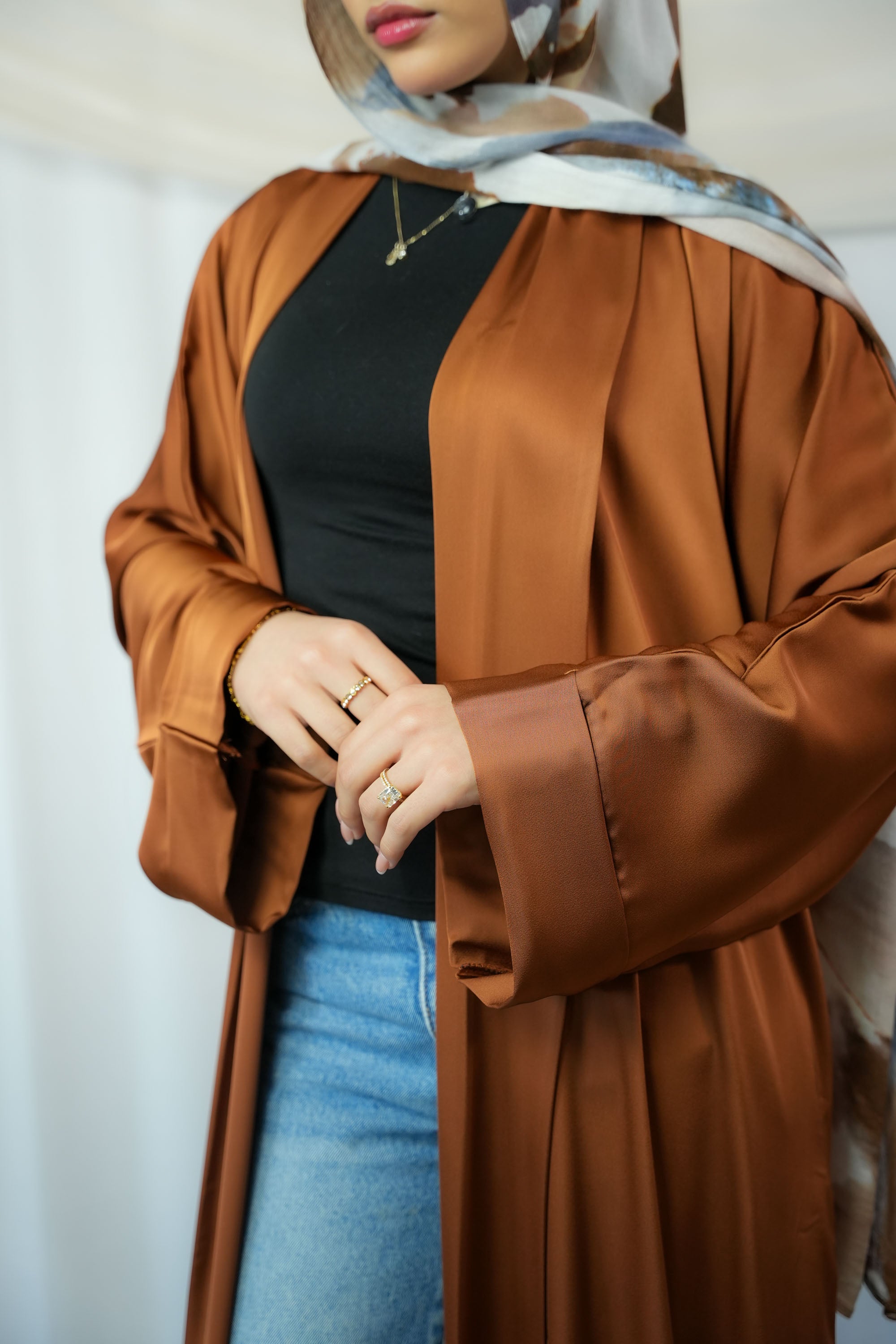 Satin Open Coat Abaya