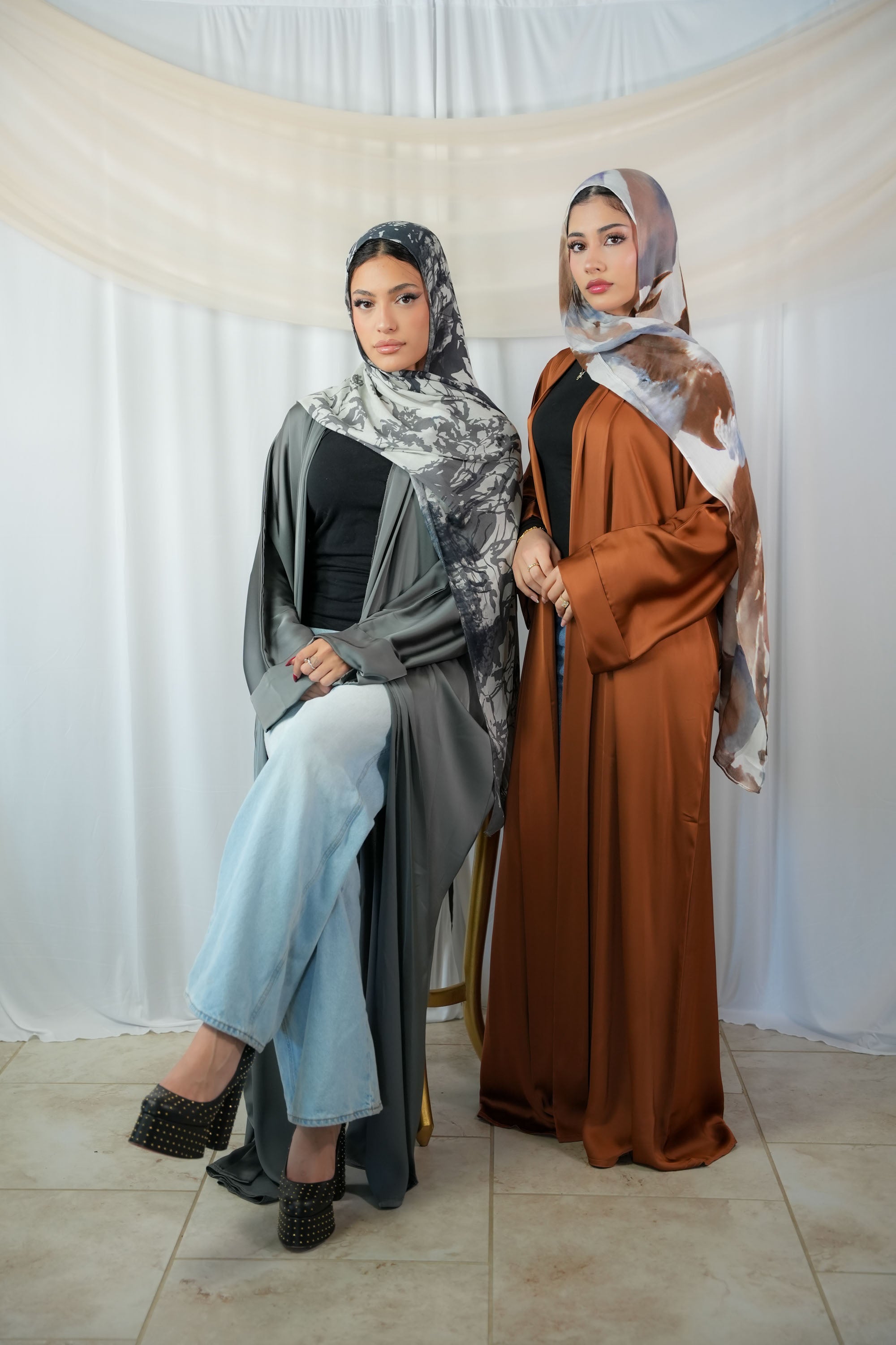 Satin Open Coat Abaya