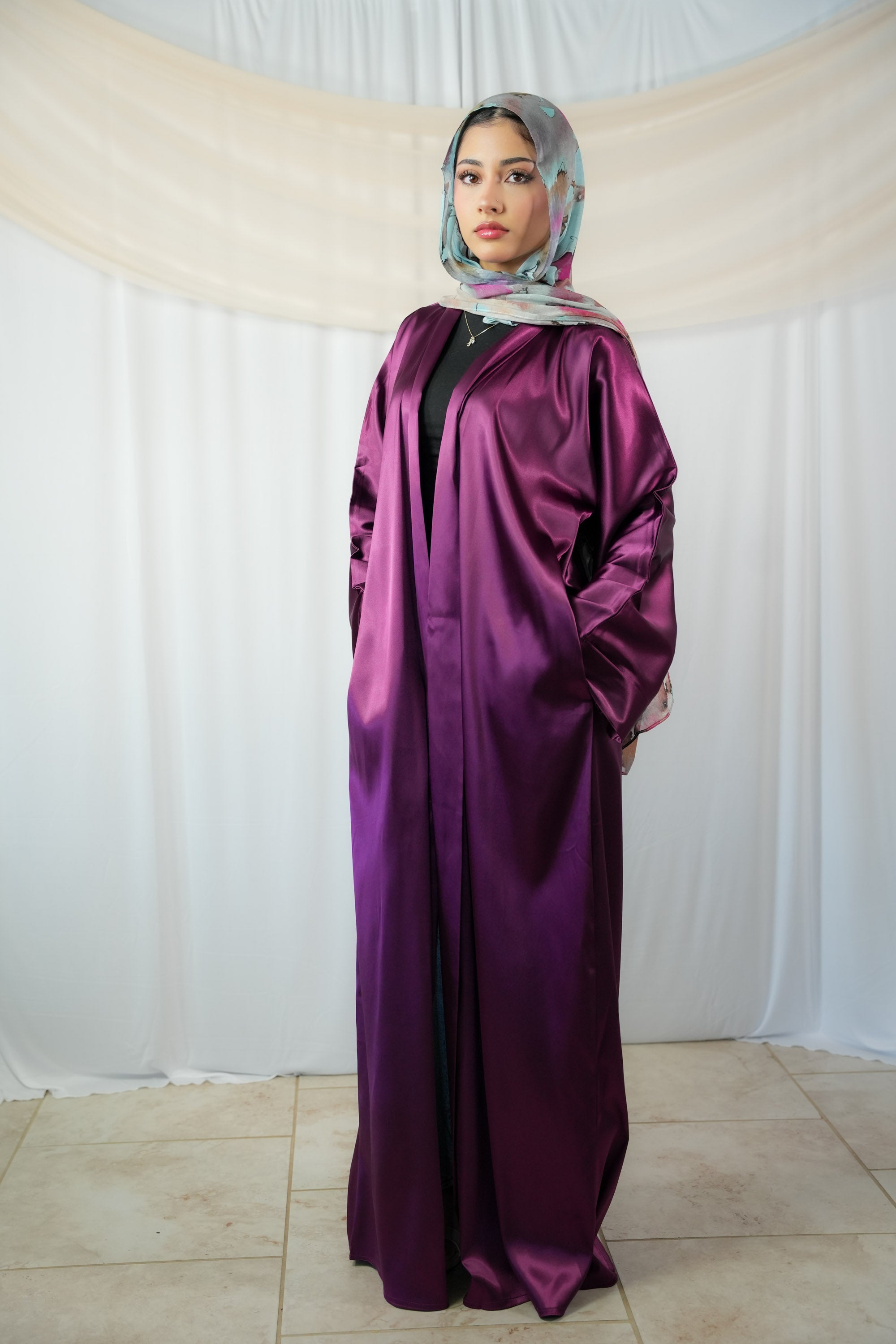 Satin Open Coat Abaya