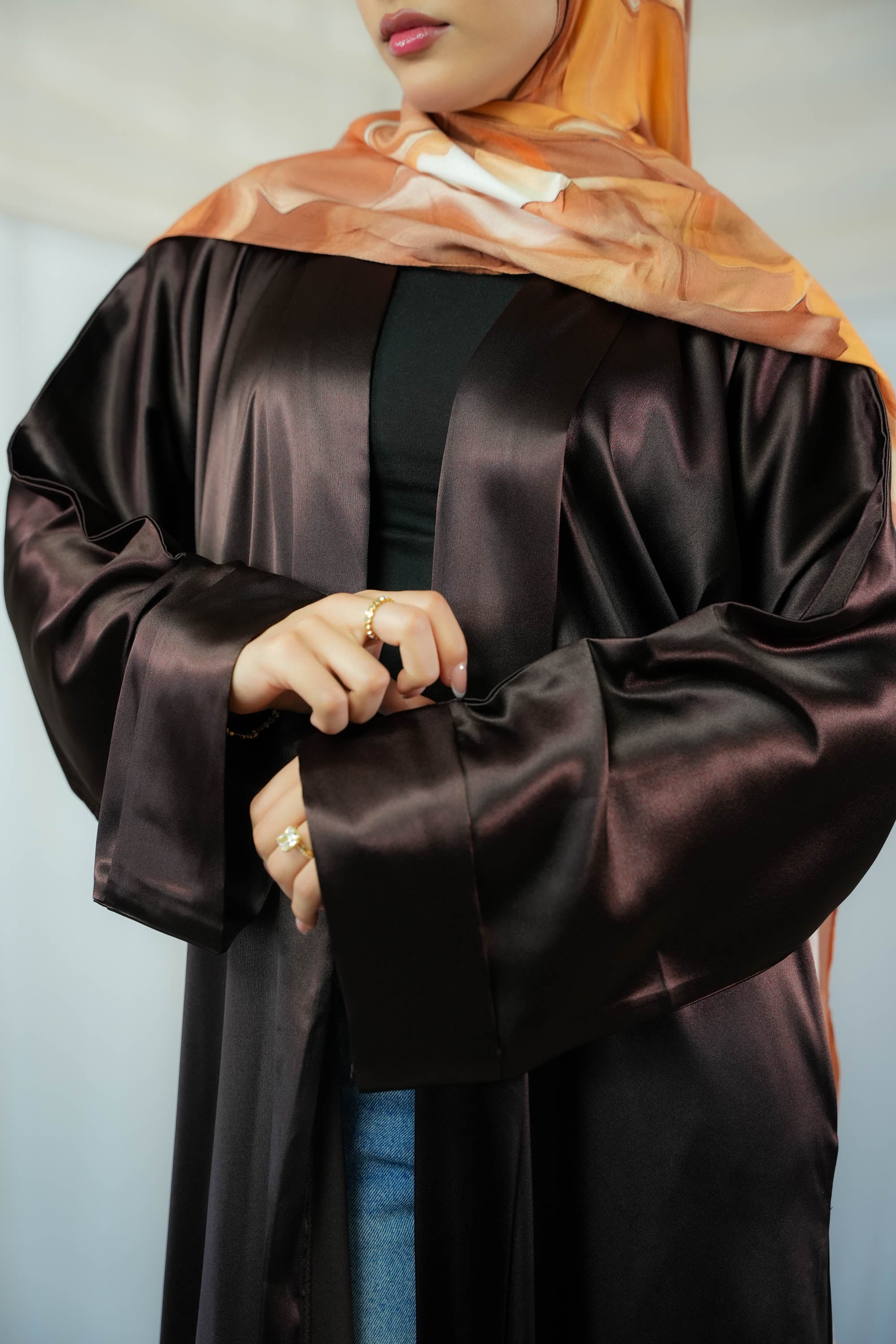 Satin Open Coat Abaya