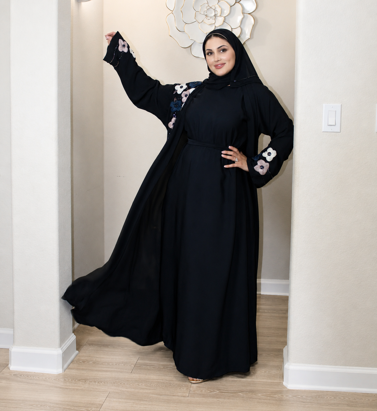 Karishma embellished 4-piece abaya set