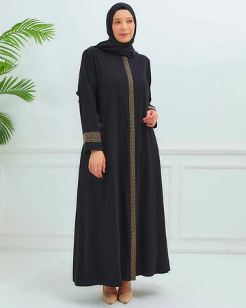 Zeenat Embroidered Medina Silk Abaya