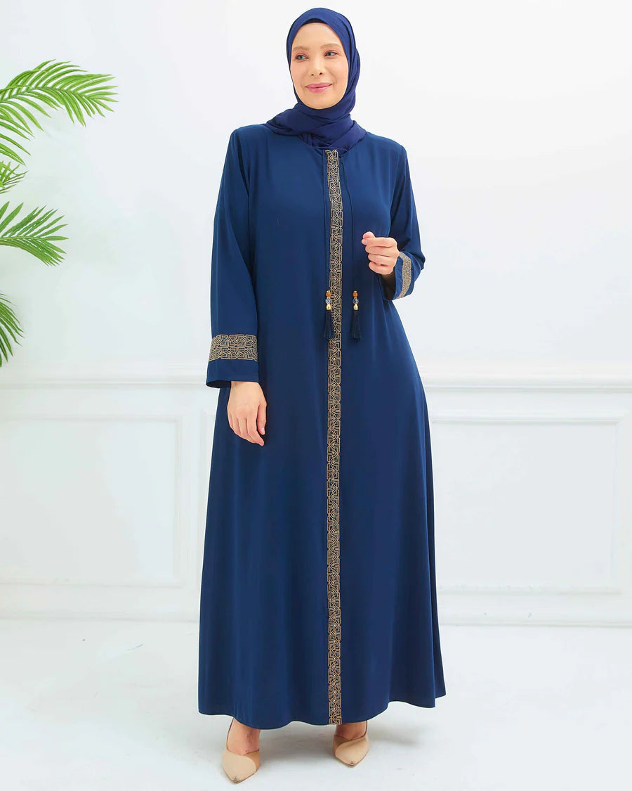 Zeenat modest abaya with intricate embroidery and a relaxed silhouette