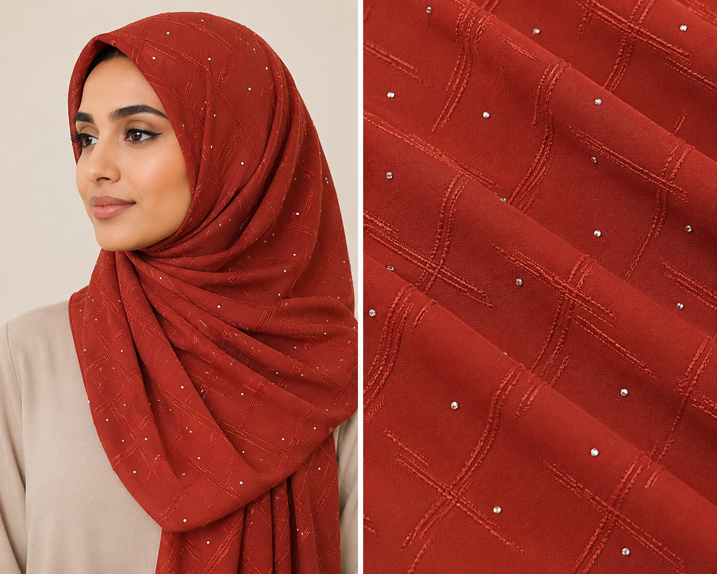 Textured Lycra Jersey Rhinestone Hijab