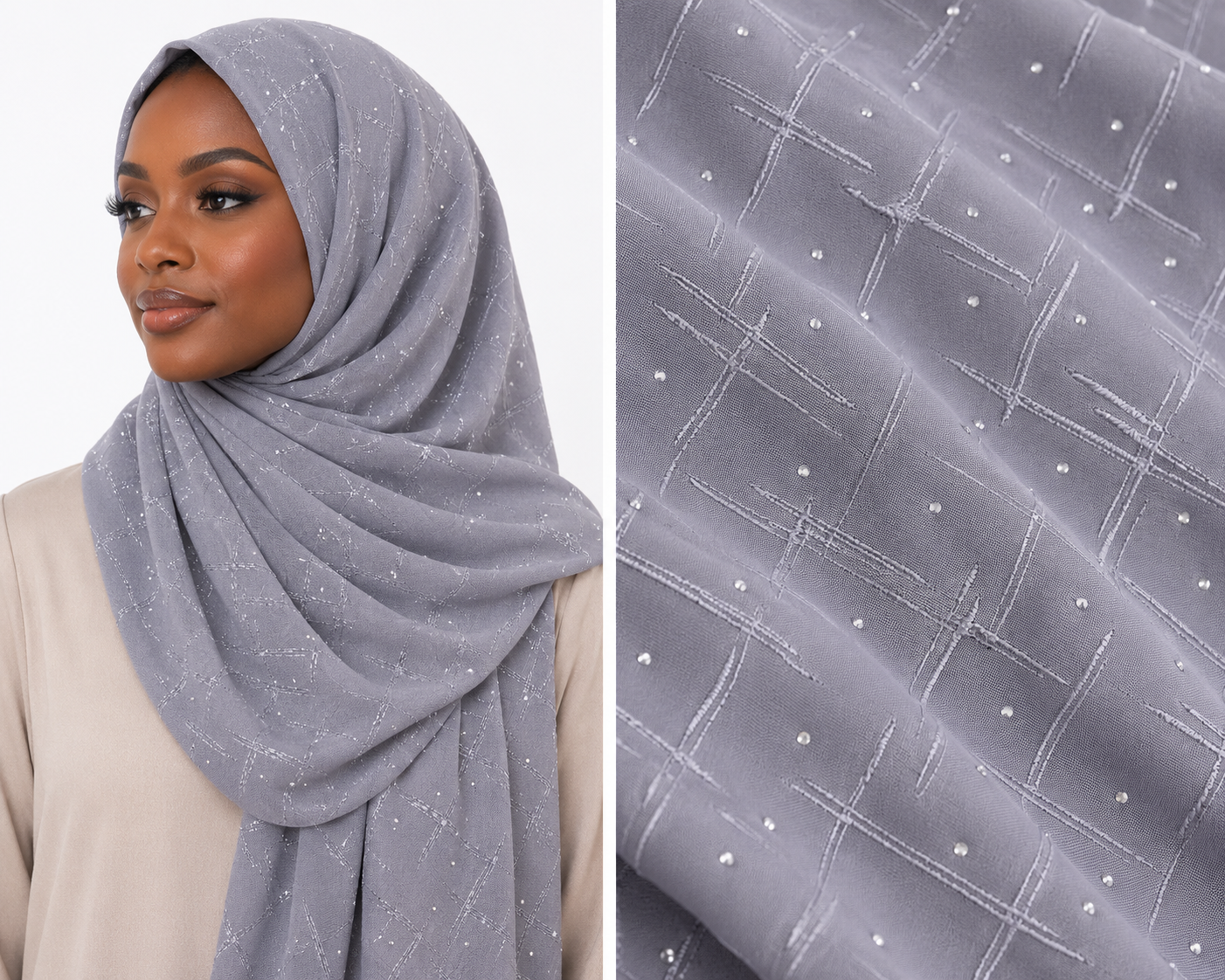 Textured Lycra Jersey Rhinestone Hijab
