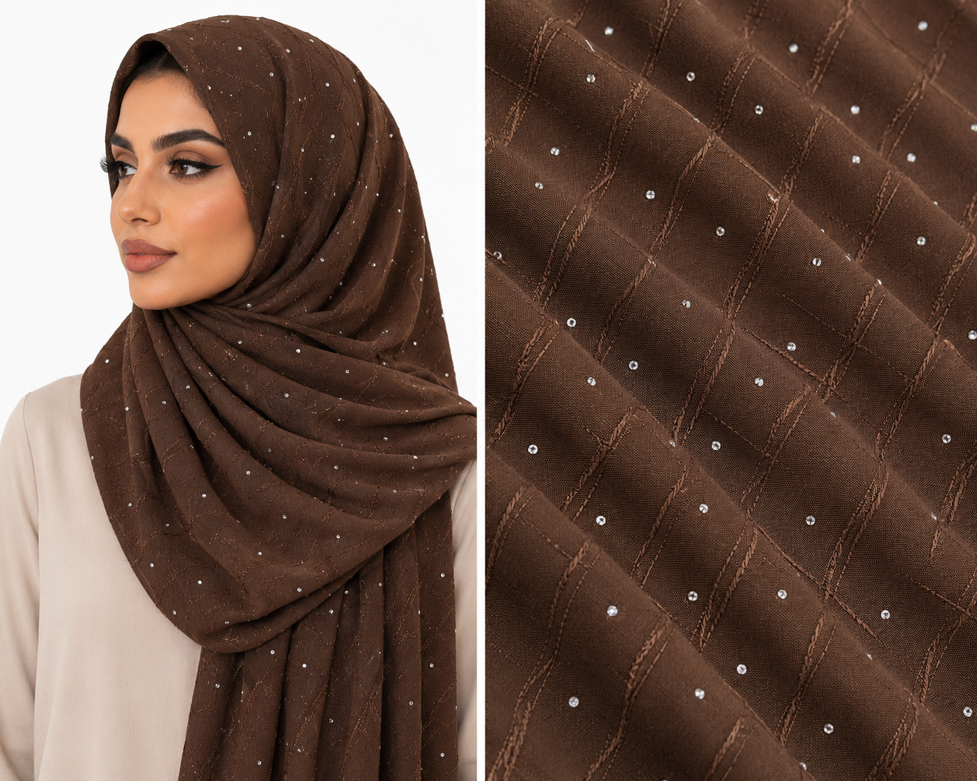 Textured Lycra Jersey Rhinestone Hijab