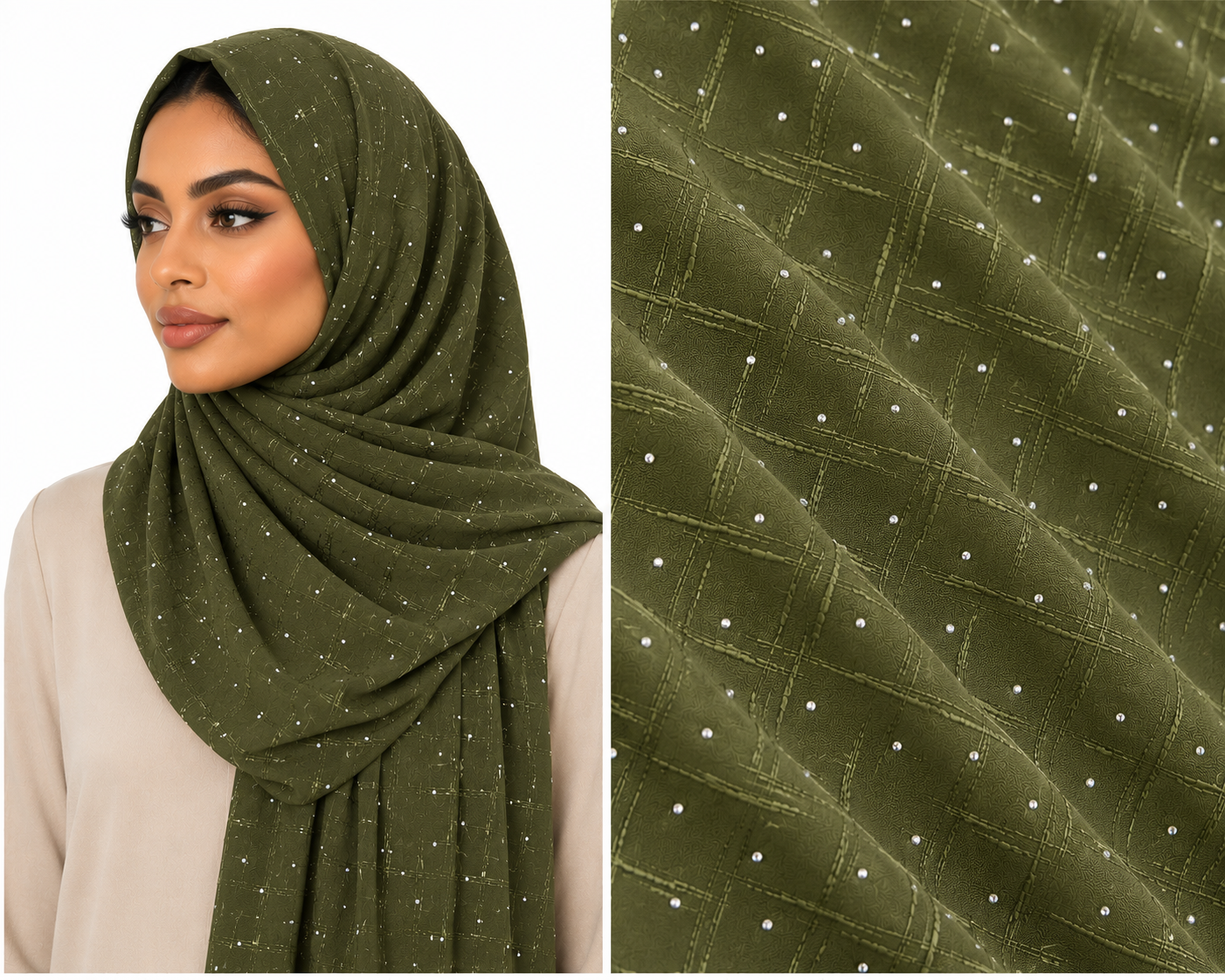 Textured Lycra Jersey Rhinestone Hijab