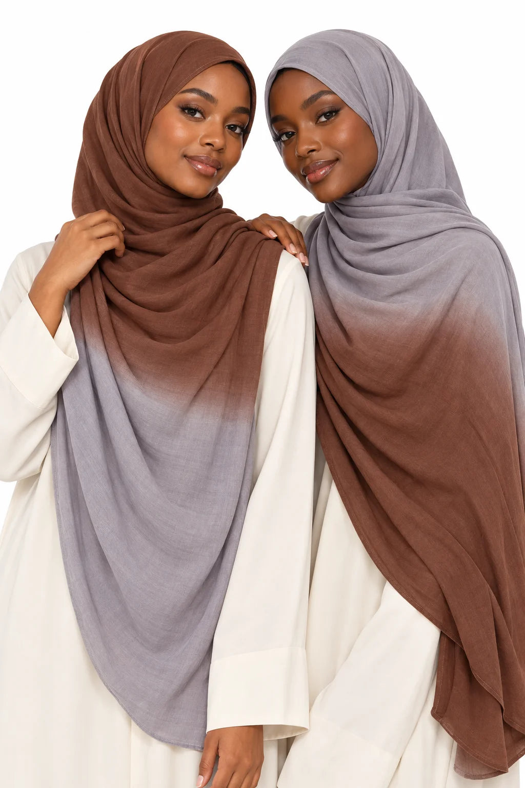 Ombre Modal Hijab in Warm Brown & Cool Grey | Gradient Everyday Headscarf