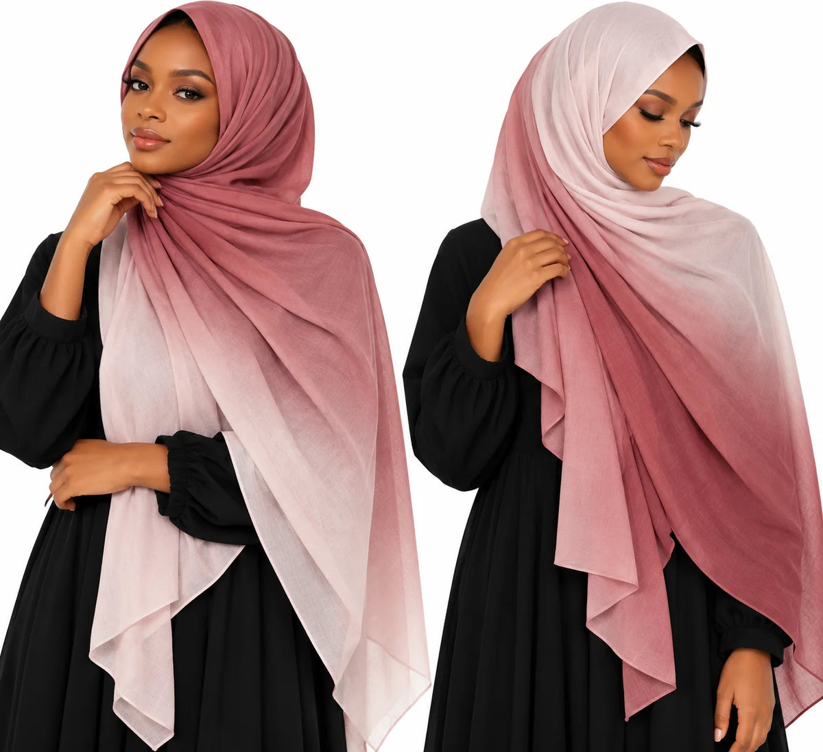 Ombre Modal Hijab in Mauve Pink & Light Blush | Gradient Everyday Headscarf
