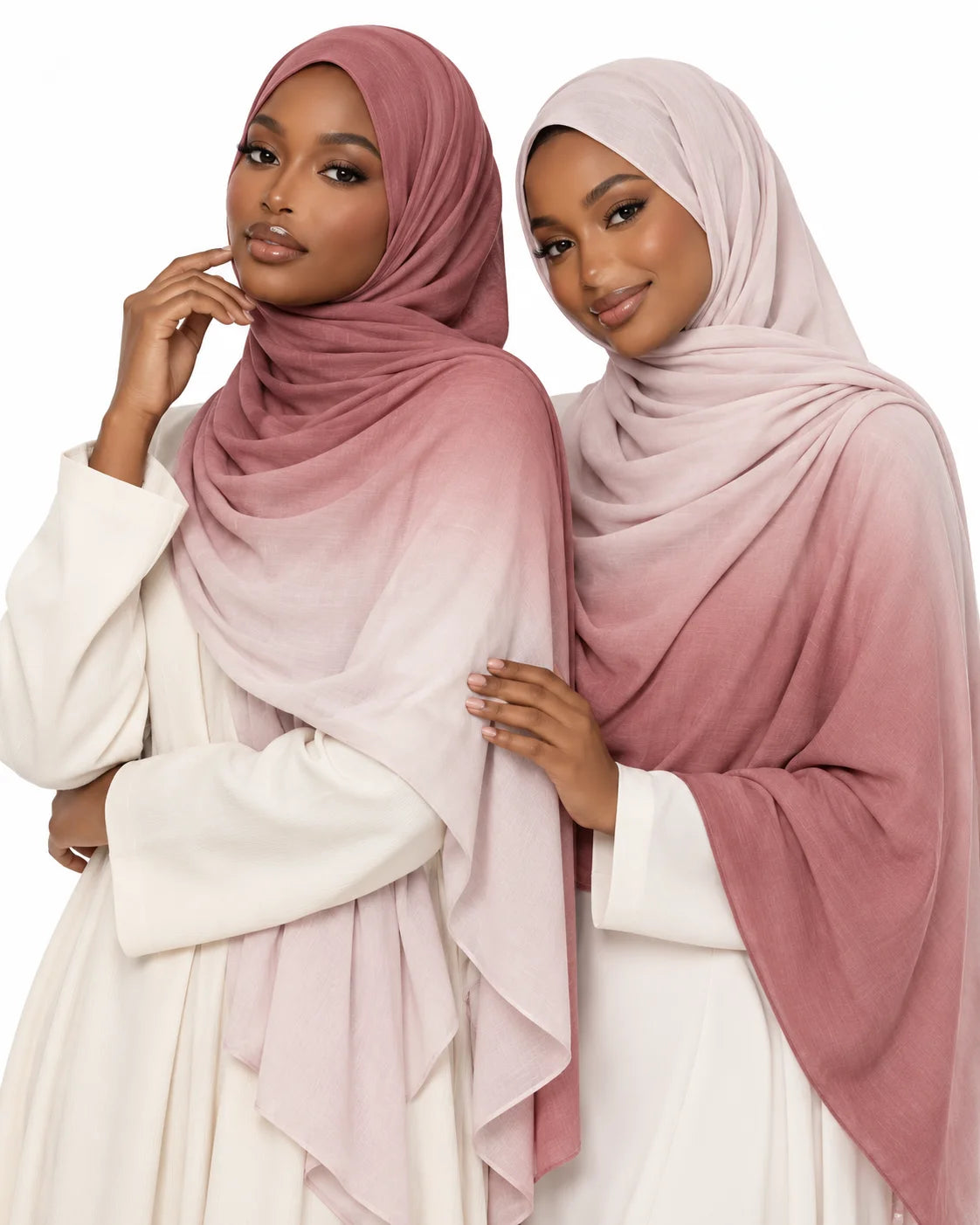 Ombre Modal Hijab in Mauve Pink & Light Blush | Gradient Everyday Headscarf