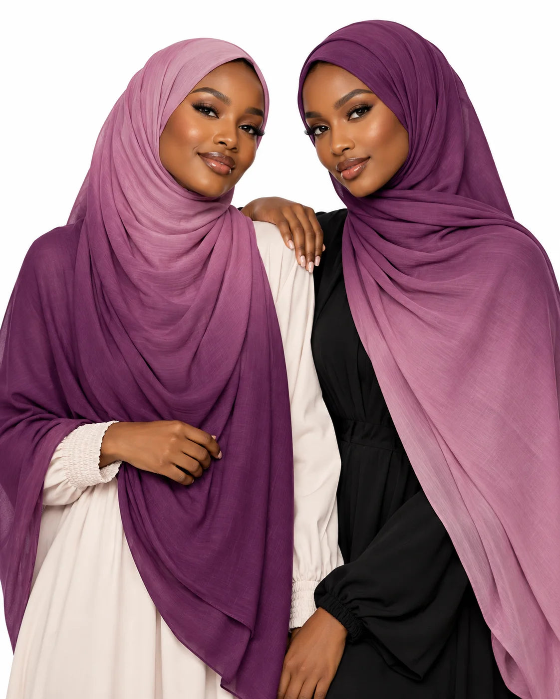 Ombre Modal Hijab in Orchid Purple & Magenta Violet | Gradient Headscarf