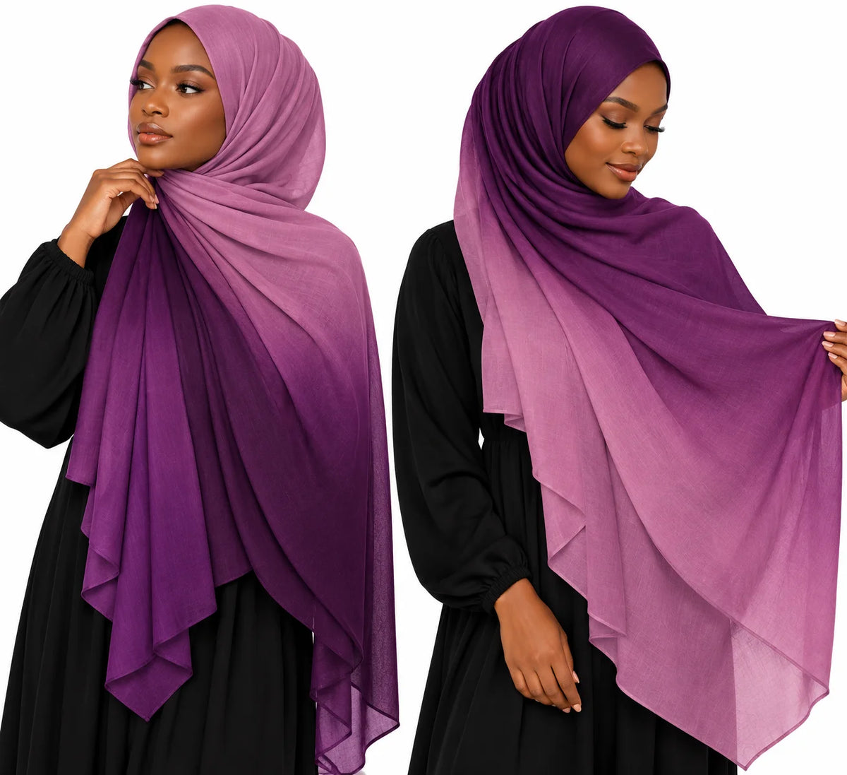 Ombre Modal Hijab in Orchid Purple & Magenta Violet | Gradient Headscarf