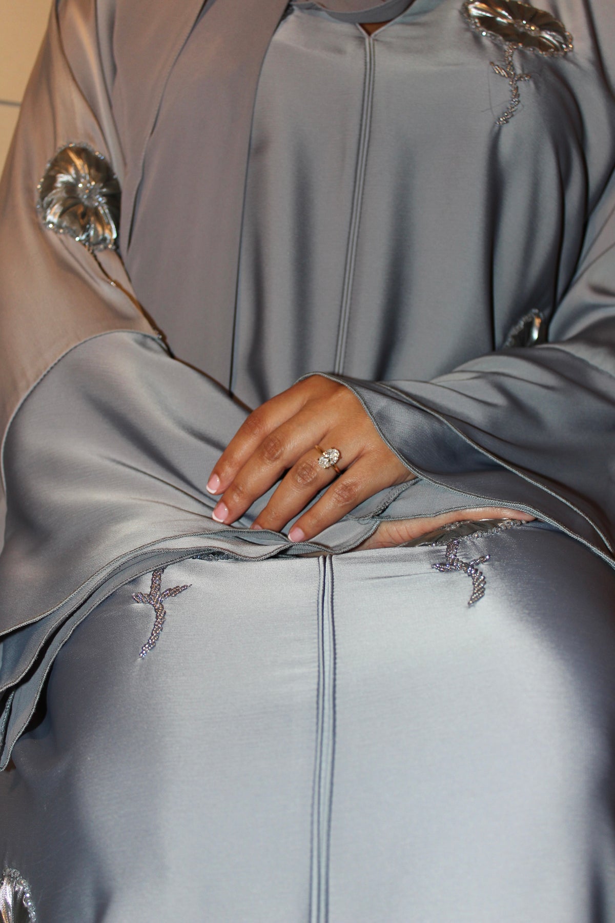 Ayaan abaya featuring wide flared bell sleeves