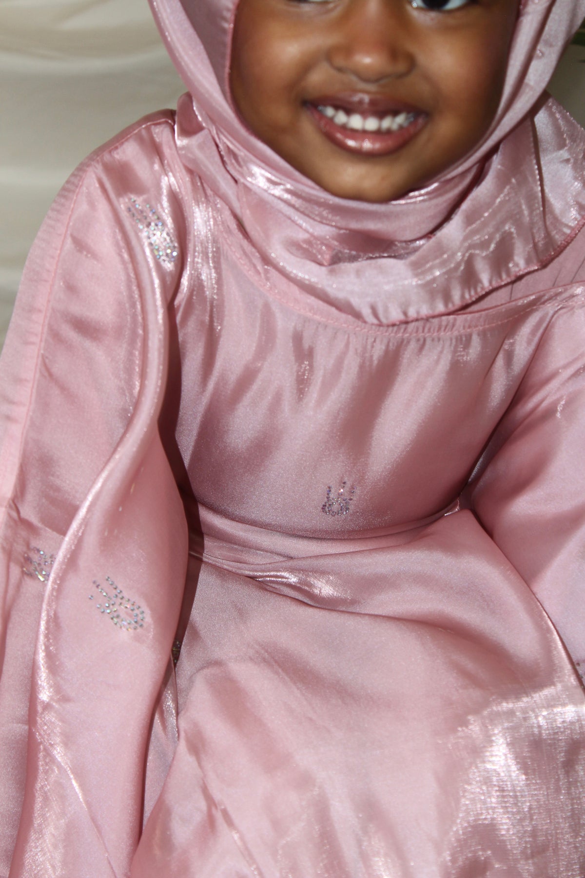 Ayrah Kids 2-piece Farasha abaya set with matching organza hijab