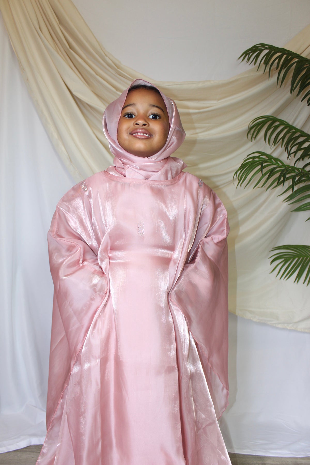 Ayrah Kids elegant organza abaya with matching hijab