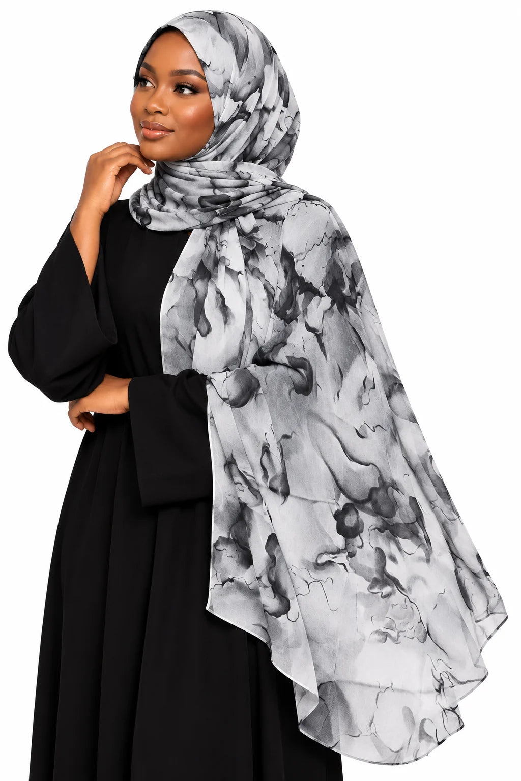 Silver Bloom Floral Modal Hijab