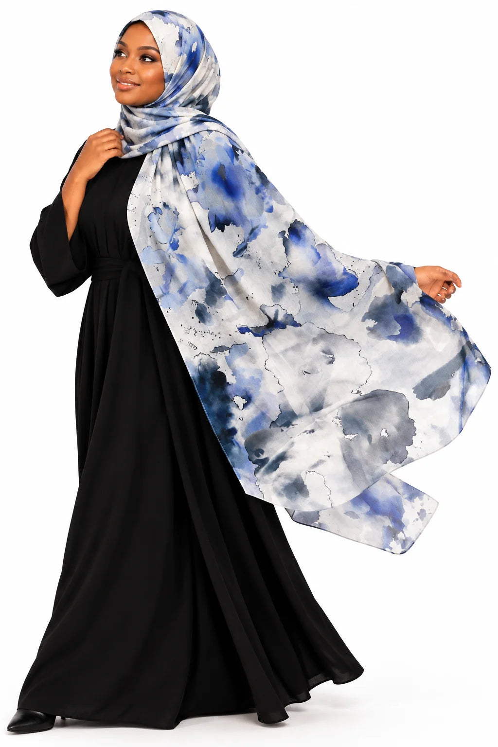 Sapphire Mist Watercolor Modal Hijab