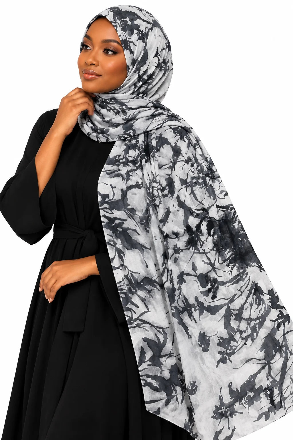 Midnight Ink Abstract Print modal Hijab