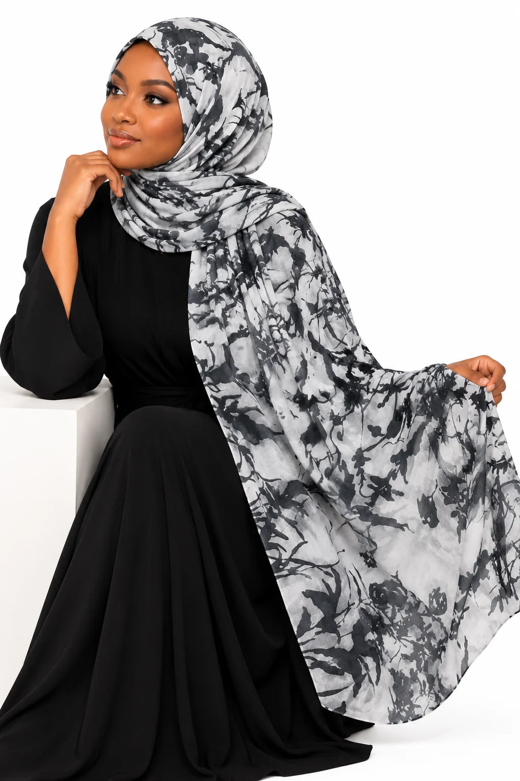 Midnight Ink Abstract Print modal Hijab