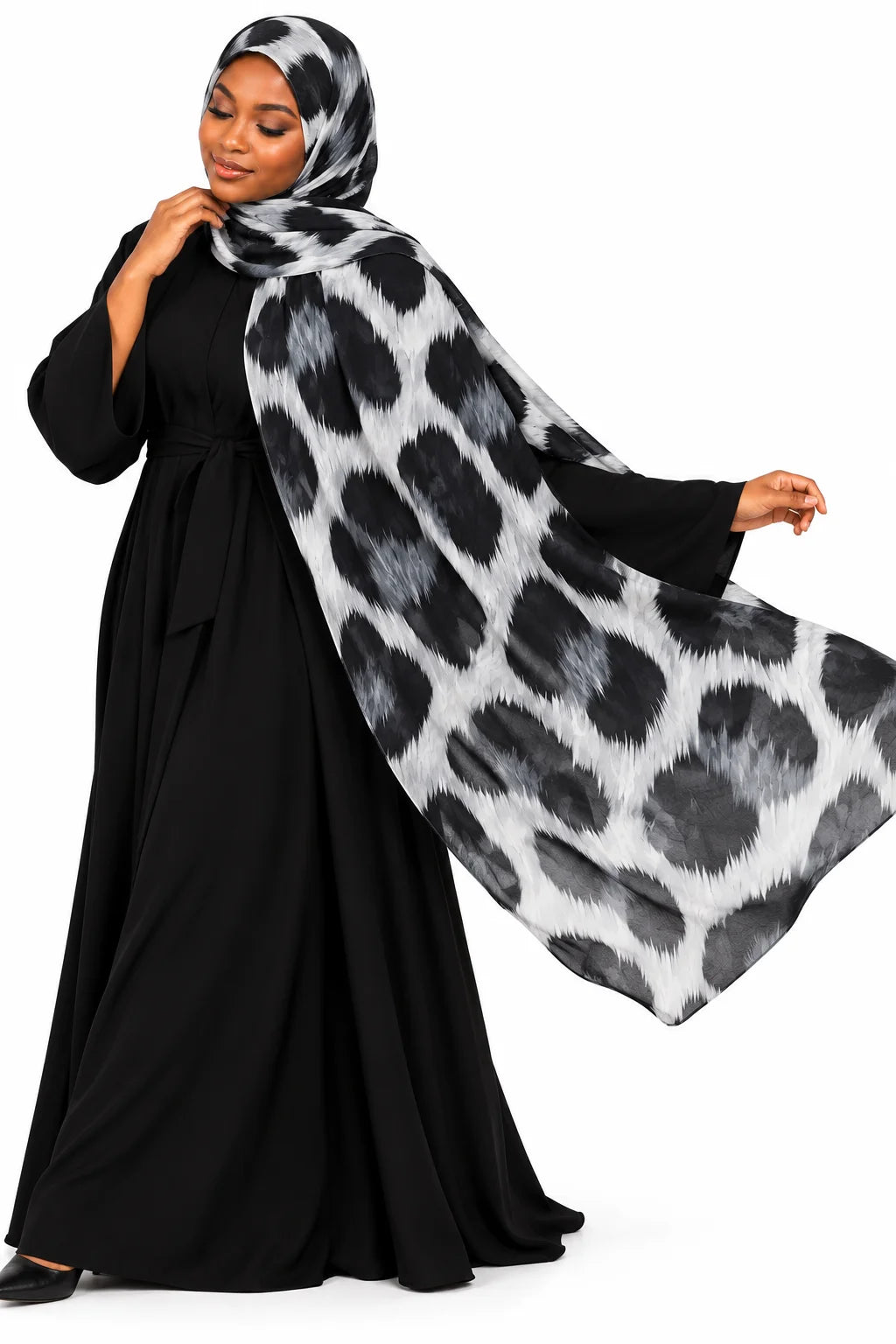 Moody Abstract Smoke Print Modal Hijab