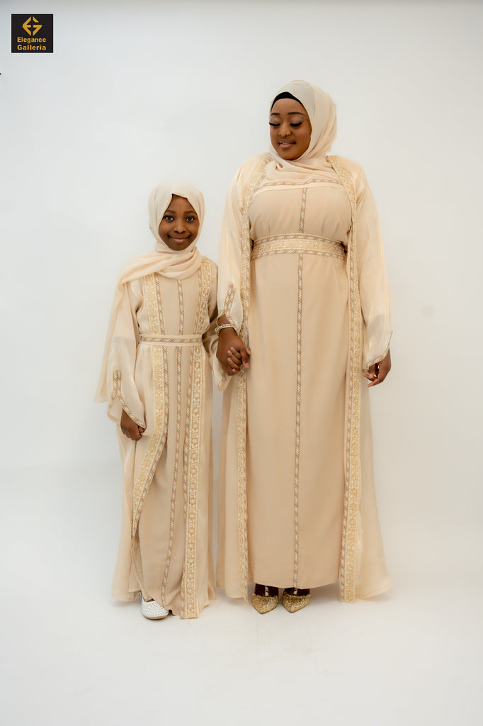 Ashirah Mother-Daughter Elegant 4-Piece Abaya Set
