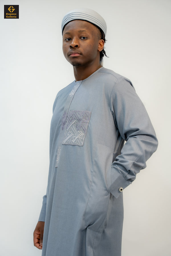 Elegant Men's Two-Piece Embroidered Outfit – African Traditional Wear, Premium Kaftan Set for Special Occasions