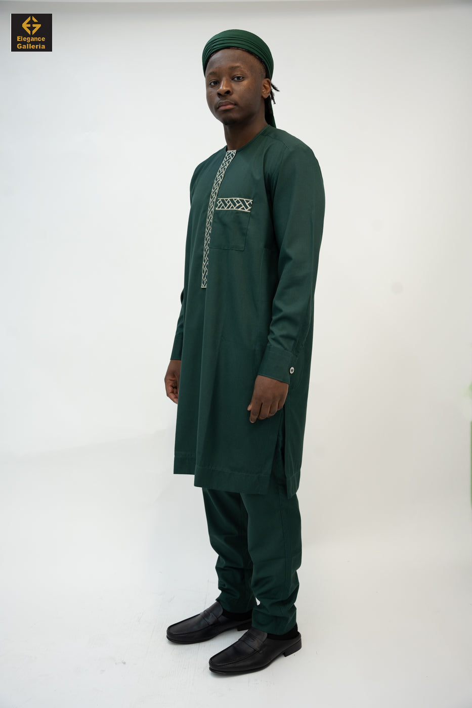 Elegant Men's Two-Piece Embroidered Outfit – African Traditional Wear, Premium Kaftan Set for Special Occasions
