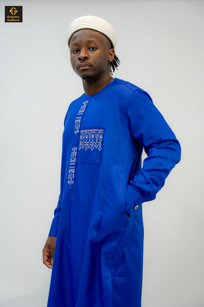 Elegant Men's Two-Piece Embroidered Outfit – African Traditional Wear, Premium Kaftan Set for Special Occasions